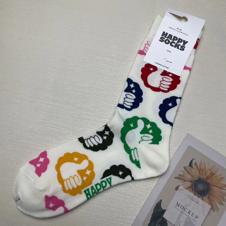 جوراب زنانه رنگارنگ HappySocks طرح کارتونی بامزه مدل اینستاگرامی نیمه‌ساقه بیرونی خیابانی