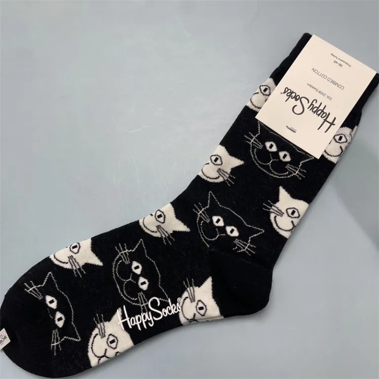جوراب زنانه رنگارنگ HappySocks طرح کارتونی بامزه مدل اینستاگرامی نیمه‌ساقه بیرونی خیابانی