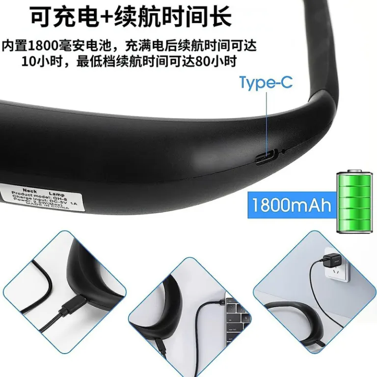 چراغ مطالعه محافظ چشم آویز گردنی LED تاشو قابل شارژ برای تخت خواب و میز کار