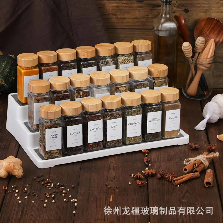بطری شیشهای مربعی ادویه با درب مهر و موم شده و برچسب انگلیسی، آماده ارسال عمده برای آمازون 120ml