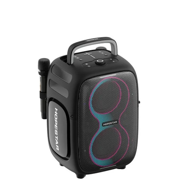 650W اسپیکر بلوتوثی بی‌سیم قابل حمل HOPESTAR PARTYONE CLUB با دو میکروفون دستی و نور RGB