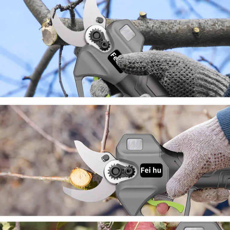 قیچی هرس شارژی بی‌سیم براشلس 21V برند Feihu 25MM قیچی باغبانی دستی قابل شارژ برای هرس درختان میوه