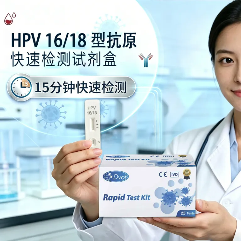 کیت تشخیص آنتی‌ژن HPV تایپ 16/18 نسخه انگلیسی، غربالگری HPV پرخطر، 25 تست در جعبه، مخصوص صادرات