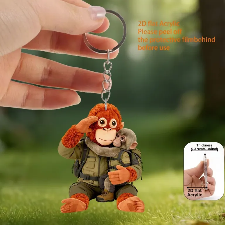 آویز عروسکی میمون Protect Punch قرمز با اکریلیک تخت 2D