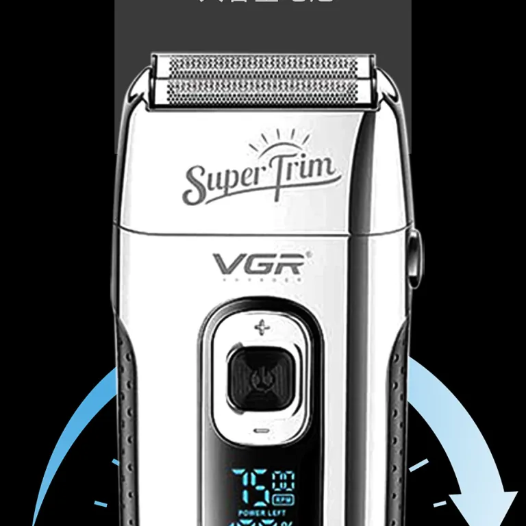 VGR332 ماشین اصلاح سر رفت و برگشتی با تیغه طلایی، ریش‌تراش با نمایشگر دیجیتال، ماشین اصلاح موی سر و ریش مردانه با قابلیت روغن‌زنی خودکار و سفیدکننده