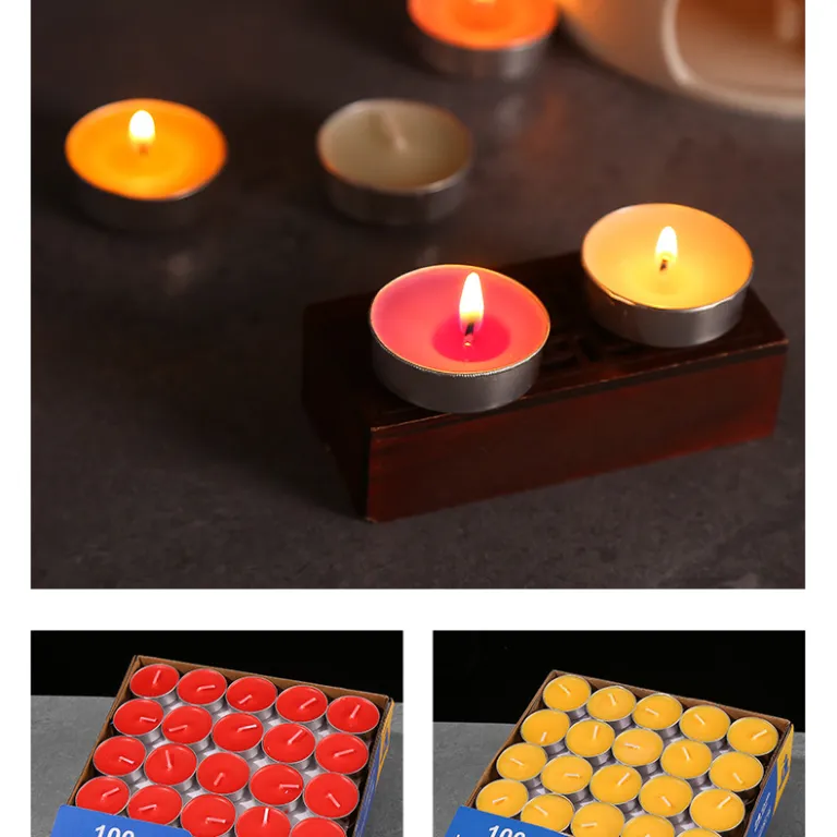 شمع چای بدون دود 4-8 ساعت، شمع کوچک گرد مخصوص گرم‌کردن و عطر‌افشانی، مناسب هتل و کی‌تی‌وی و تولد