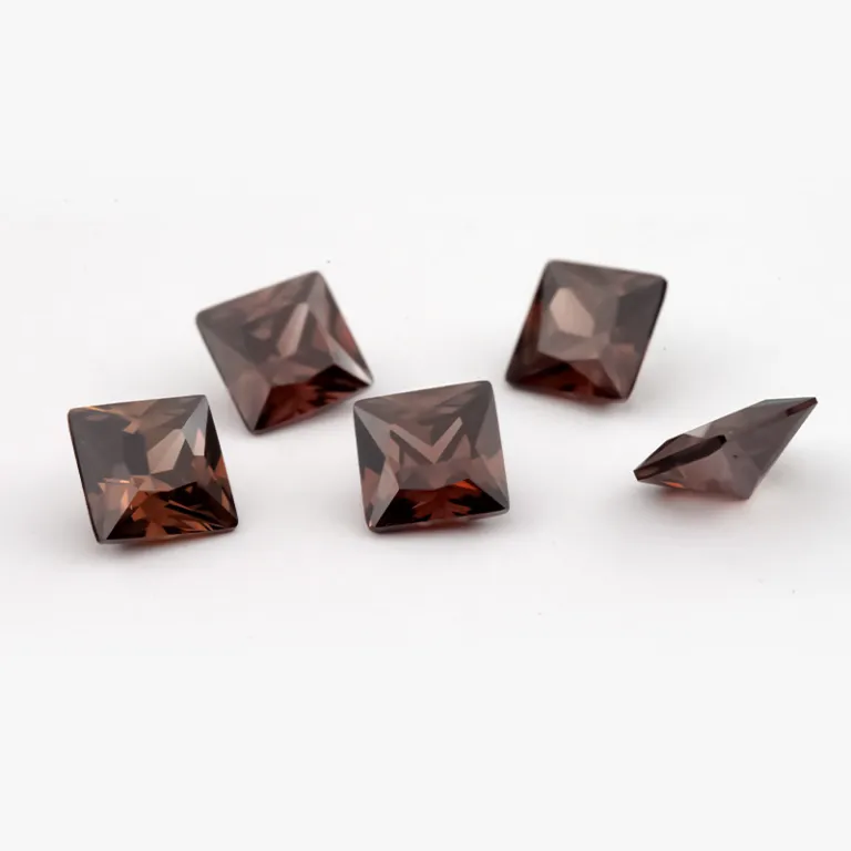 3x3~10x10mm سنگ زیرکونیا اوژو نگین الماس بدلی لوازم DIY مربع قهوه‌ای