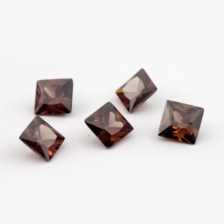 3x3~10x10mm سنگ زیرکونیا اوژو نگین الماس بدلی لوازم DIY مربع قهوه‌ای
