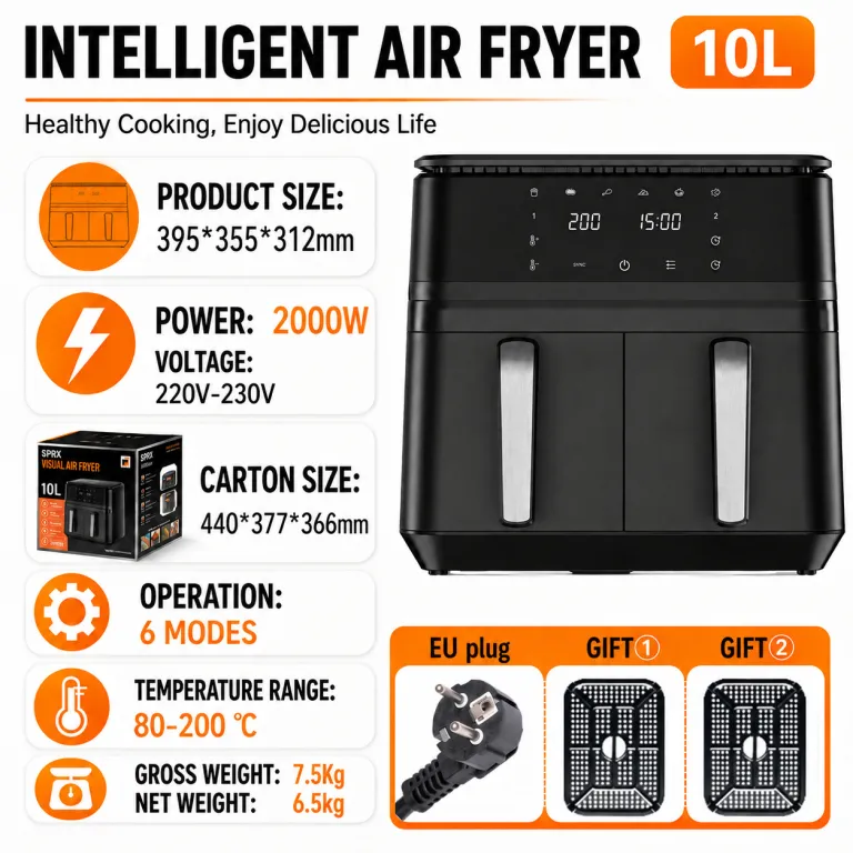 2026 سرخ‌کن بدون روغن مدل جدید خانگی، دستگاه چندکاره سرخ‌کن و فر airfryer سفارشی 6 لیتر