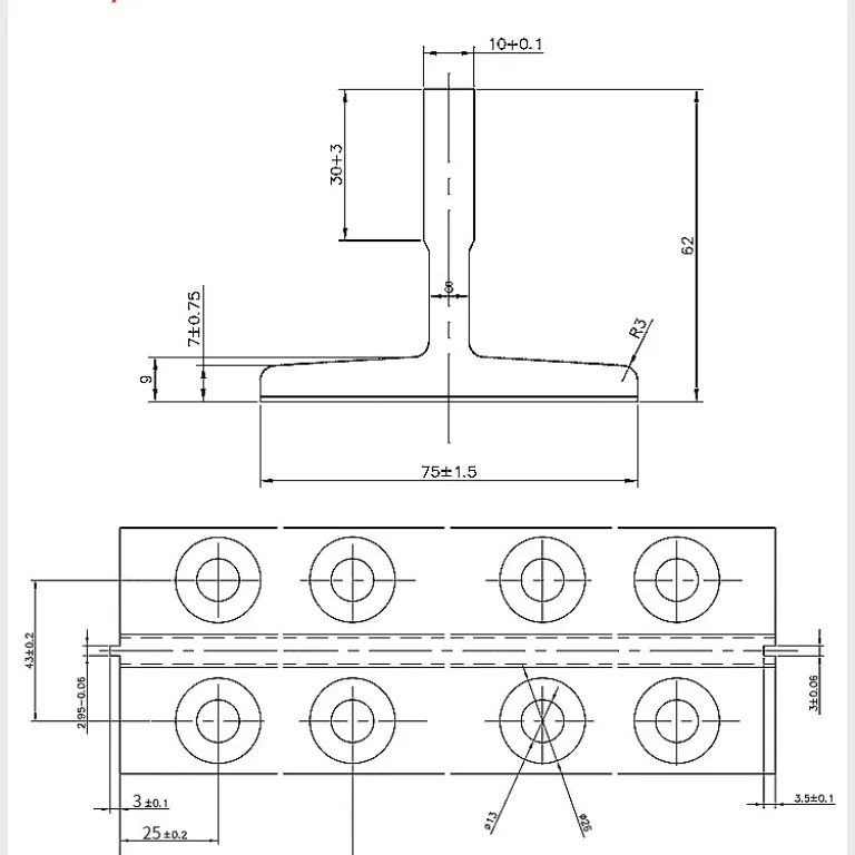 ریل آسانسور ماشین‌کاری‌شده T شکل T75/T78/T89/T90/T127T114T82T50 ریل آسانسور