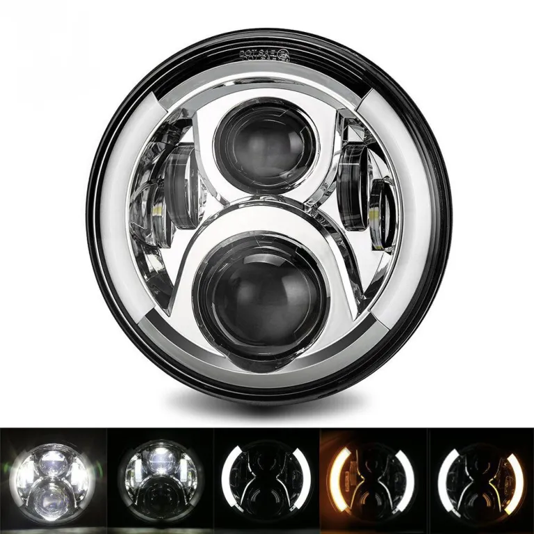 7 اینچ چراغ بزرگ هارلی رانگلر 6 مهره 60W اصلاح‌شده موتورسیکلت آفرود چراغ جلو LED با چشم فرشته سفید زرد