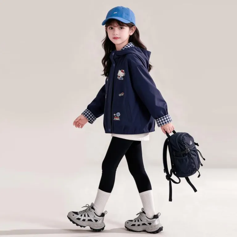 HELLO KITTY کاپشن کلاه‌دار پاییزه دختر بچه 2026 مدل جدید گشاد و پرانرژی با استایل شیرین مناسب بچه‌های سایز بزرگ