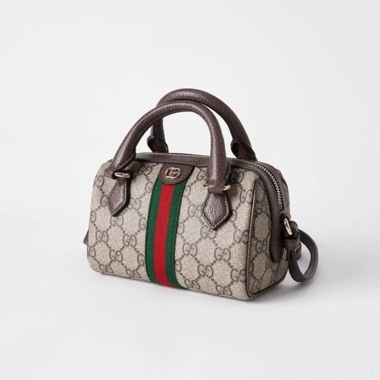 کیف دستی GUCCI Ophidia با پارچه روکش‌دار و طرح درهم‌تنیده GG
