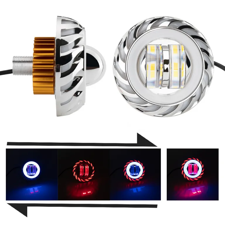 چراغ جلو LED یونیورسال خودرو و موتورسیکلت با لنز دوبل، فلاشر، چشم فرشته و چشم شیطان
