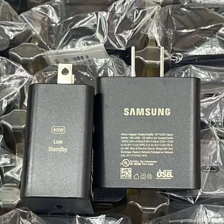 شارژر Samsung60W مخصوص Galaxy S26+ با شارژ سریع 3.0 آداپتور آمریکایی 5A به همراه کابل شارژ سریع