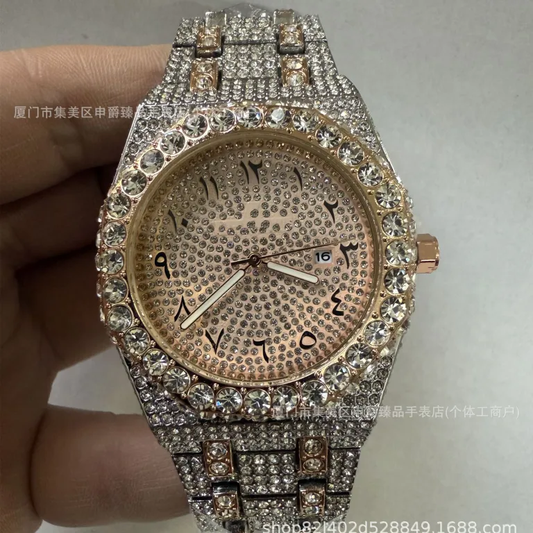 2025 ساعت مردانه باکیفیت تمام الماس AP، پرفروش در Dunhuang و AliExpress، شیک و مد روز، موتور کوارتز، عرضه مستقیم از کارخانه