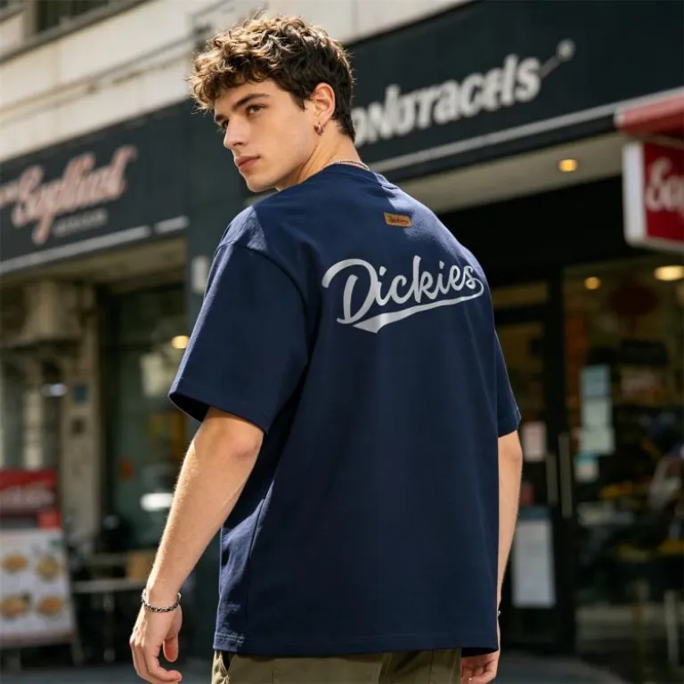 تی‌شرت مردانه نخی سنگین Dickies، تنفس‌پذیر و راحت، مدل کلاسیک وینتیج، آستین کوتاه، استایل روزمره آمریکایی