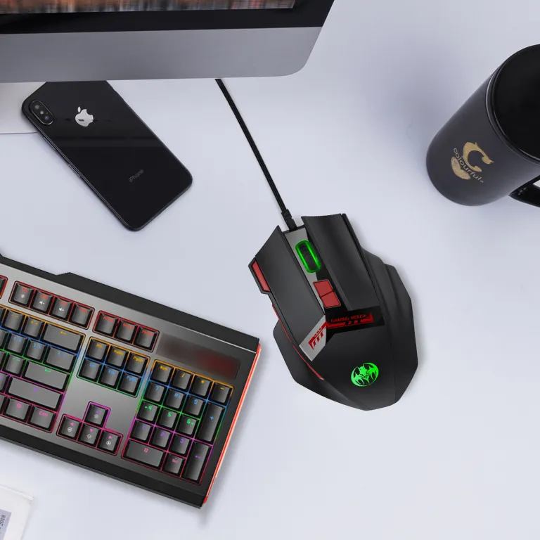 ماوس گیمینگ بی‌سیم بلوتوثی بی‌صدا با شارژ بی‌سیم 10 کلید و نور RGB 4800DPI