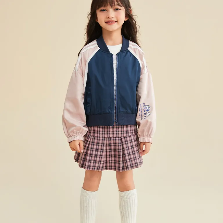 SNOOPY کاپشن بچه‌گانه پاییزه 26 ژاکت بیسبال دخترانه کوتاه کژوال