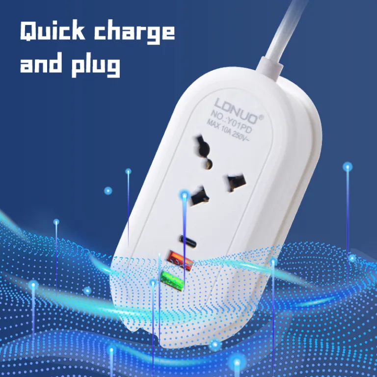 محافظ برق مسافرتی قابل حمل با پریز بریتانیایی و پورت‌های USB چندگانه، سیم‌دار
