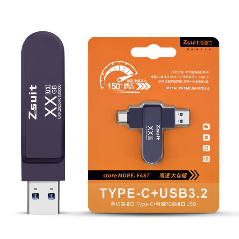 فلش مموری فلزی دو سر 128g برند جیه‌سویو مناسب موبایل و کامپیوتر type-c USB3.2 پرسرعت