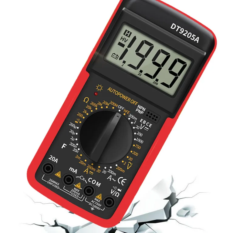 مولتی‌متر دیجیتال ضد سوختگی، اندازه‌گیری جریان، مقاومت و خازن، DT9205A، تولیدکننده اصلی