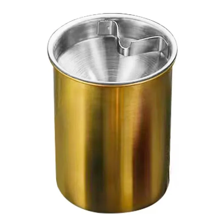 زیرسیگاری استیل ضدزنگ خانگی درب‌دار خلاقانه و شیک برای پذیرایی، اتاق خواب و خودرو، قیفی ضد پراکندگی مناسب خوابگاه