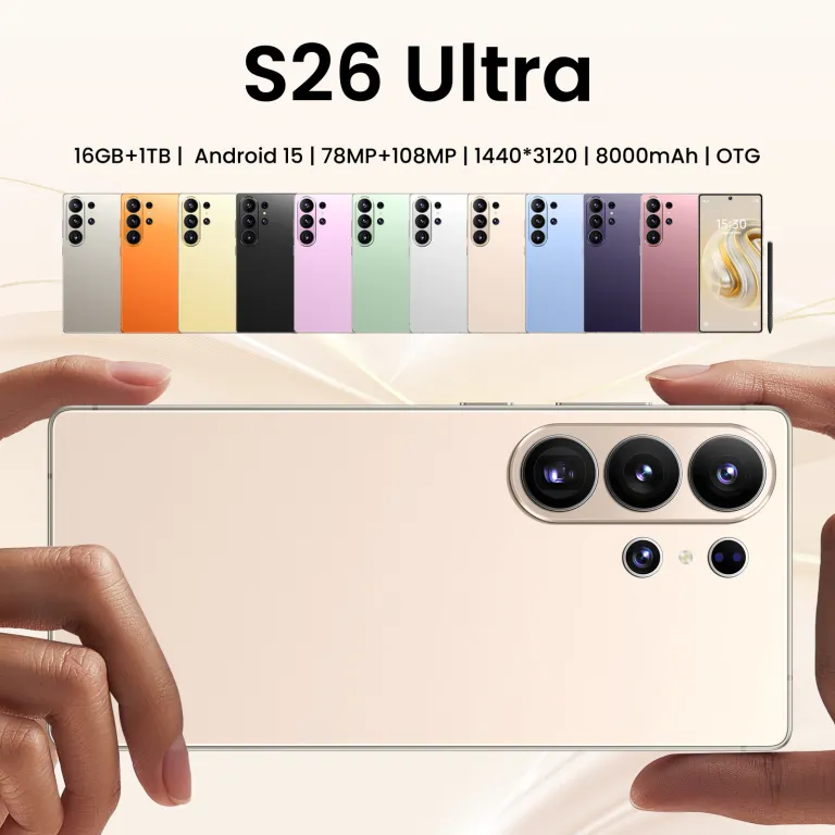 گوشی هوشمند جدید s26 ultra نسخه جهانی 5G اندروید یکپارچه 16+1 پرفروش عمده فروشی برون‌مرزی تیک‌تاک