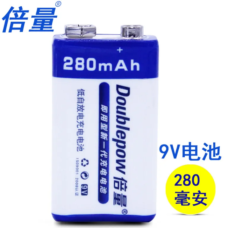 باتری نیکل-متال هیدرید کم‌خودتخلیه 9V280mAh با گارانتی 1 ساله برای مولتی‌متر و اسباب‌بازی، عمده با ظرفیت بالا