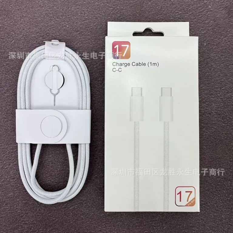 کابل شارژ آیفون iphone17 کابل شارژ PD60W دو type-c کابل دیتا گوشی کابل شارژ سریع 20W کابل بافته‌شده