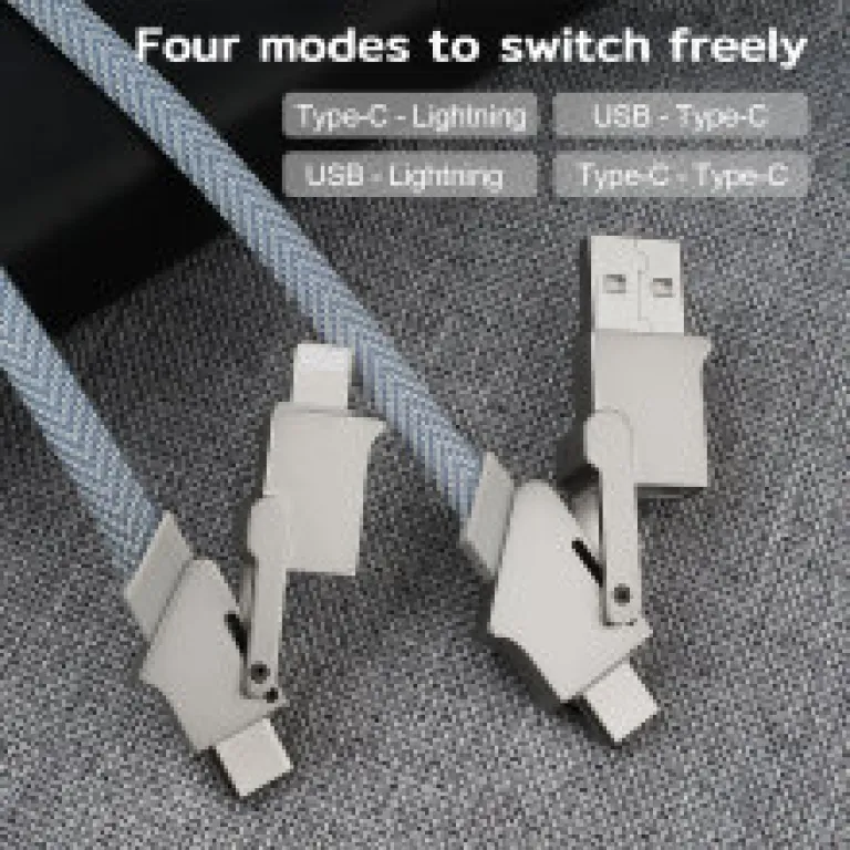کابل دیتا چهارکاره آلیاژ روی 65W قابل حمل مناسب شارژ سریع آیفون