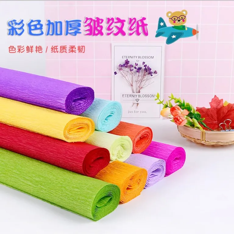 فروش مستقیم کارخانه، کاغذ کرپ رنگی ضخیم، مواد ساخت گل دستی، کاغذ DIY چین‌دار، کاغذ دستی برای گل رز