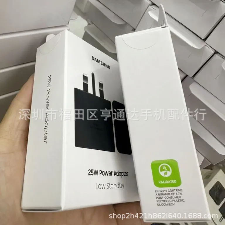 شارژر جدید 25W T2510 اورجینال مناسب سامسونگ S23/S24 با دوشاخه انگلیسی 25W و قابلیت سوپر فست شارژ