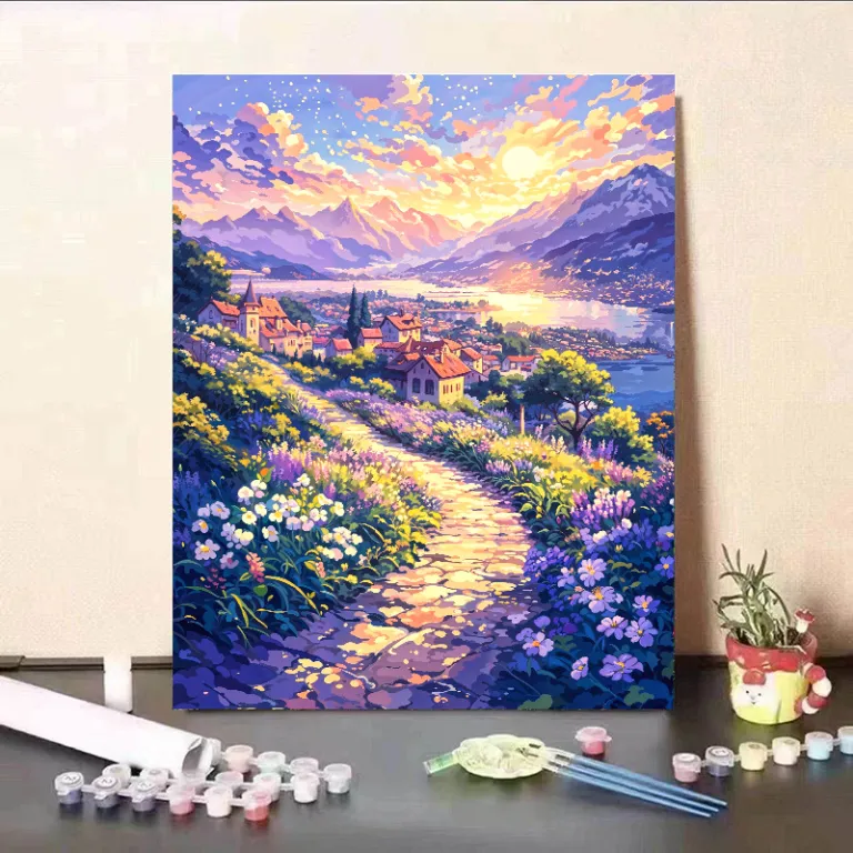 نقاشی رنگ‌آمیزی با اعداد تابستانی میازاکی، کاردستی رنگ‌آمیزی آرامش‌بخش، تابلوی دکوری اتاق نشیمن به سبک اینس، مناسب هدیه