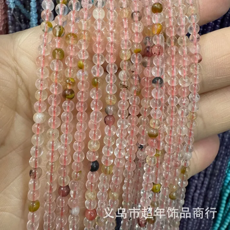 2mm3mm4mm مهره‌های گرد کوچک سنگ طبیعی، لوازم جانبی زیورآلات، آمیتیست، آونتورین سبز، تورمالین، مهره‌های DIY عمده