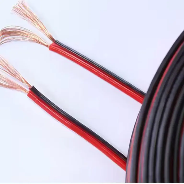 سیم دوهسته‌ای قرمز و مشکی موازی 2 هسته‌ای برای اتصال LED، بلندگو، دوربین مداربسته و منبع تغذیه، قابل سفارشی‌سازی