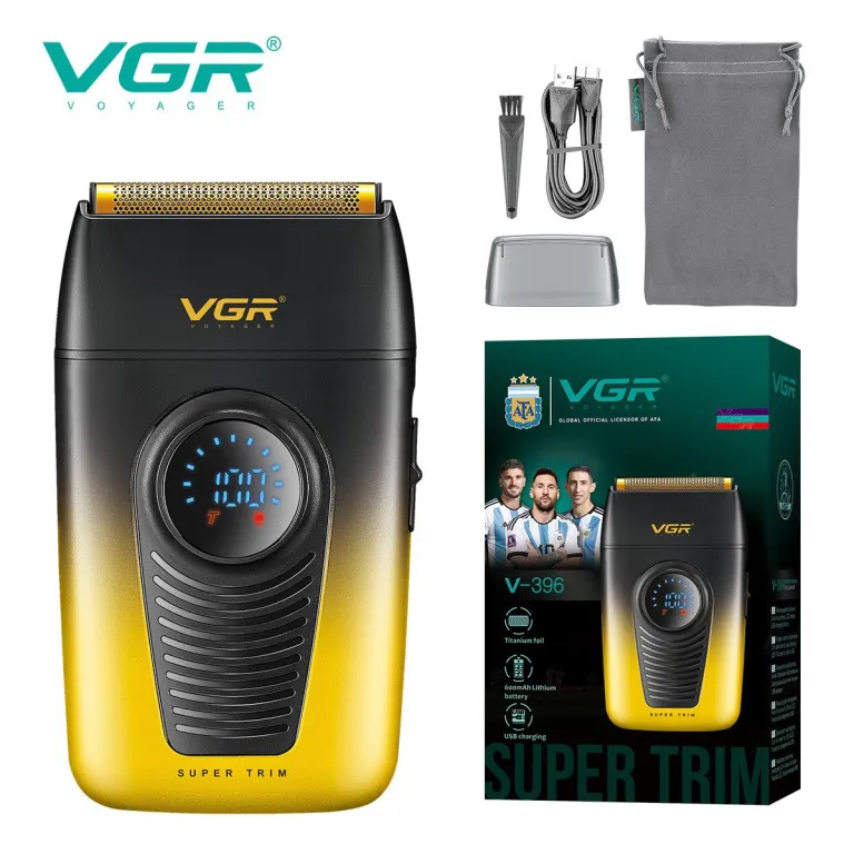 VGR396 ریش‌تراش برقی رفت و برگشتی جدید برون‌مرزی مردانه خانگی سفیدکننده با نمایشگر دیجیتال مخصوص سفر