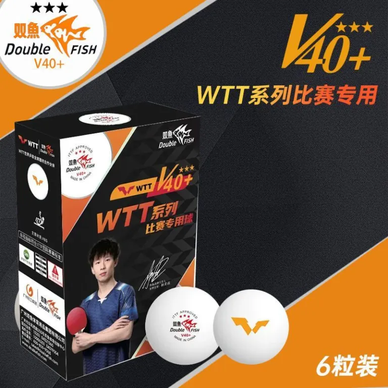 توپ پینگ‌پنگ سه ستاره WTT دو ماهی V40 + مواد جدید توپ دوخته بزرگ برای باشگاه، مسابقه و تمرین، سفید، بسته 6 عددی