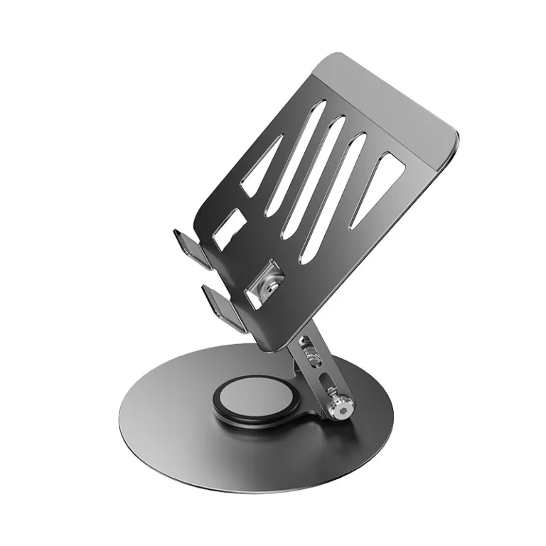 پایه نگهدارنده فلزی 360 درجه چرخان قابل حمل تاشو و قابل تنظیم ارتفاع برای گوشی موبایل و تبلت، مناسب پخش زنده و تماشای فیلم