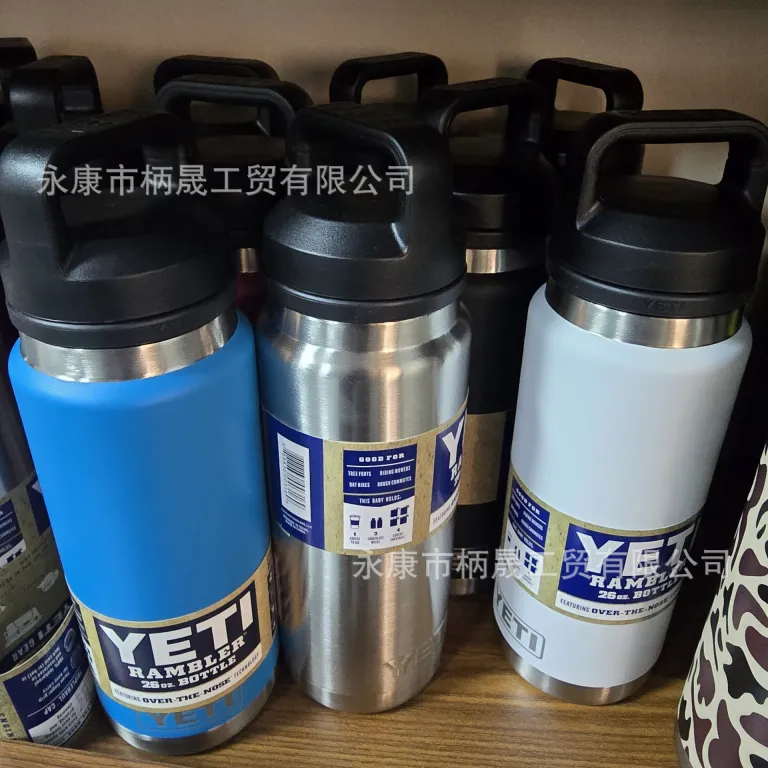 304 قمقمه استیل ضدزنگ YETI با دو درب و دسته، ظرفیت بالا، مناسب فضای باز و قابل حمل 36oz