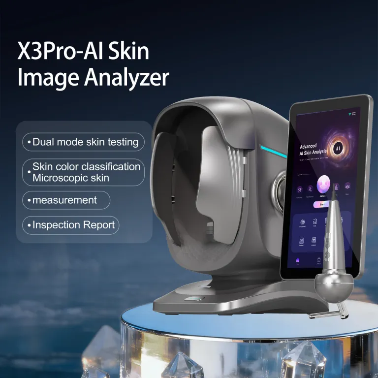 دستگاه آنالیز هوشمند پوست X3pro Xingce برون‌مرزی، آینه جادویی آنالیز UV، رطوبت و طیف سنجی پوست سر و صورت