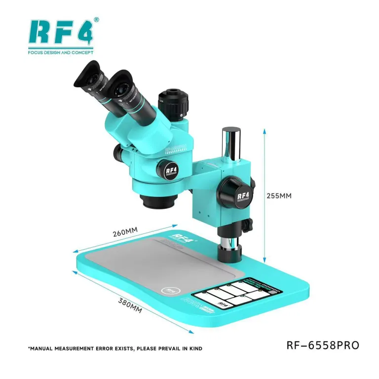 RF47050pro میکروسکوپ با بزرگنمایی بالا برای تعمیر مادربرد موبایل، میکروسکوپ HD با زوم پیوسته دو بازویی
