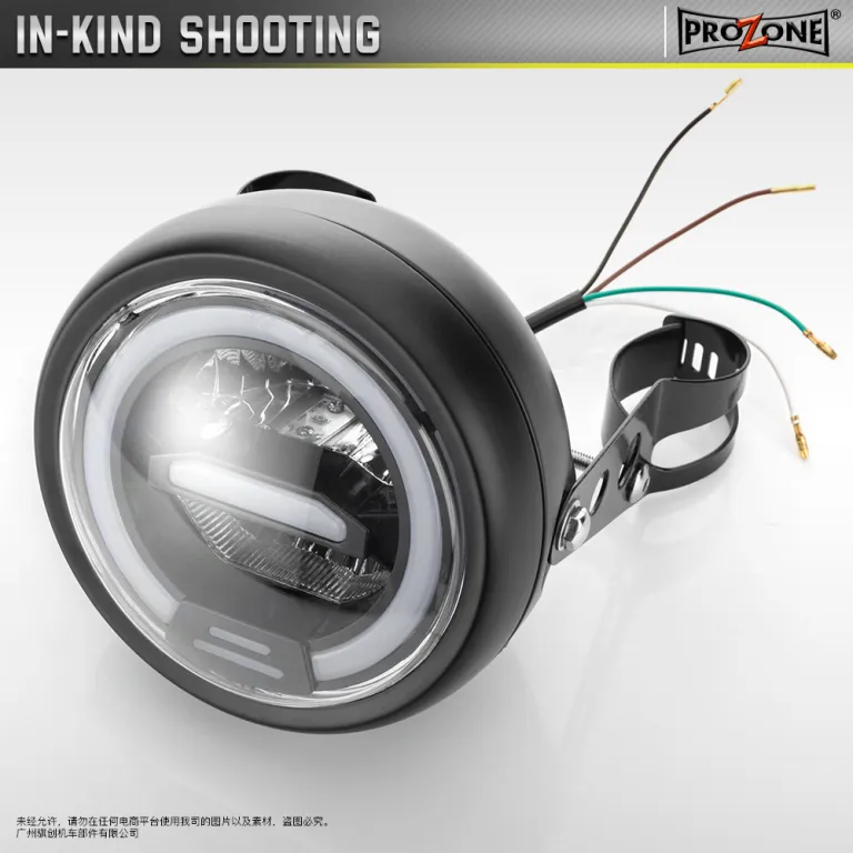 چراغ جلو گرد LED قدیمی 6.5 اینچ با چراغ روز برای موتورسیکلت کافه ریسر