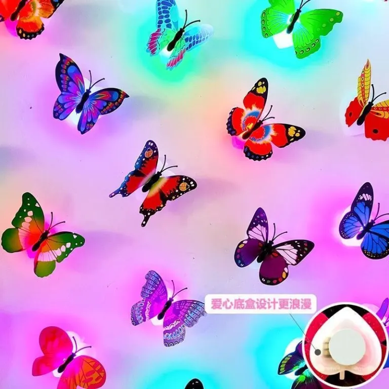 چراغ دیواری پروانه‌ای خلاقانه نورانی، چسبی ساده برای تزئین اتاق، مناسب صحنه کریسمس
