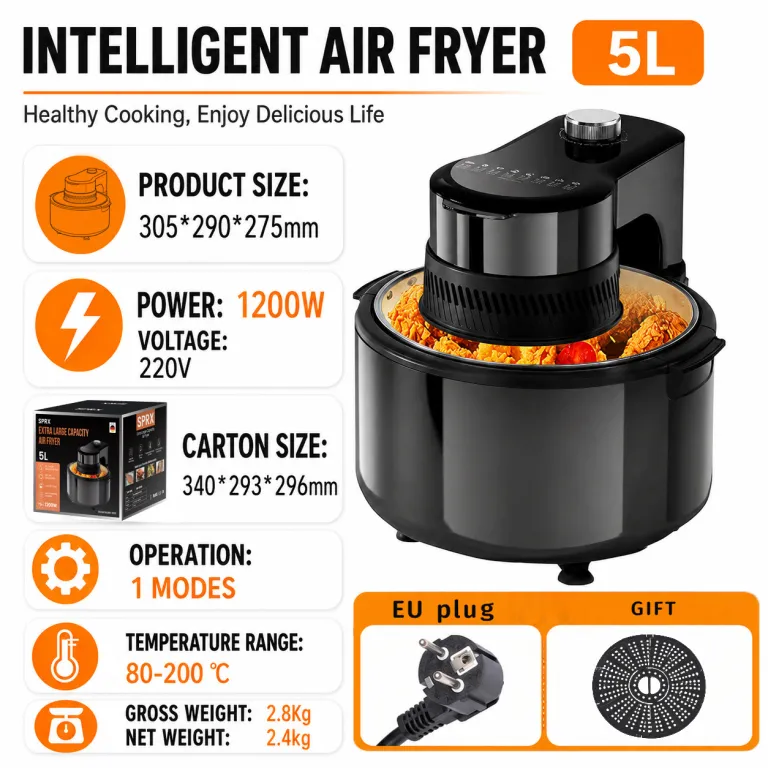 2026 سرخ‌کن بدون روغن مدل جدید خانگی، دستگاه چندکاره سرخ‌کن و فر airfryer سفارشی 6 لیتر