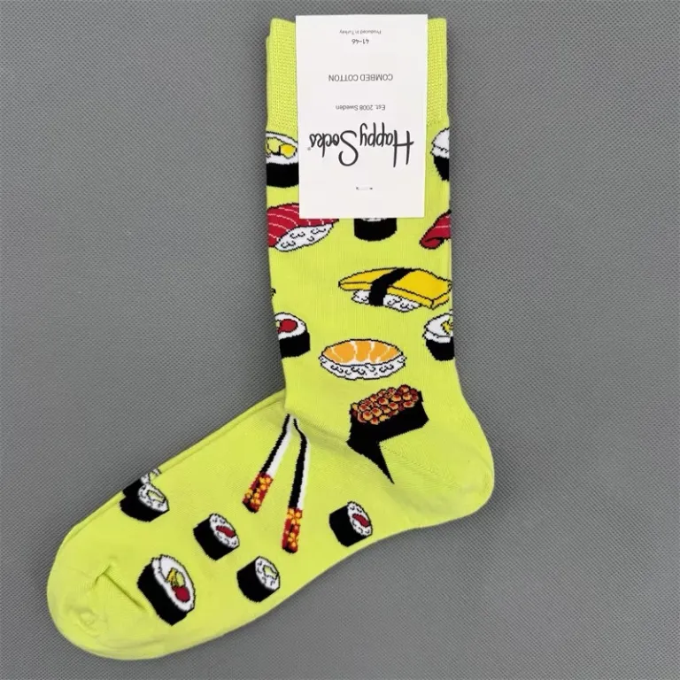 جوراب رنگی HappySocks مردانه طرح کارتونی فانتزی اینستاگرامی ساق‌متوسط بیرونی خیابانی