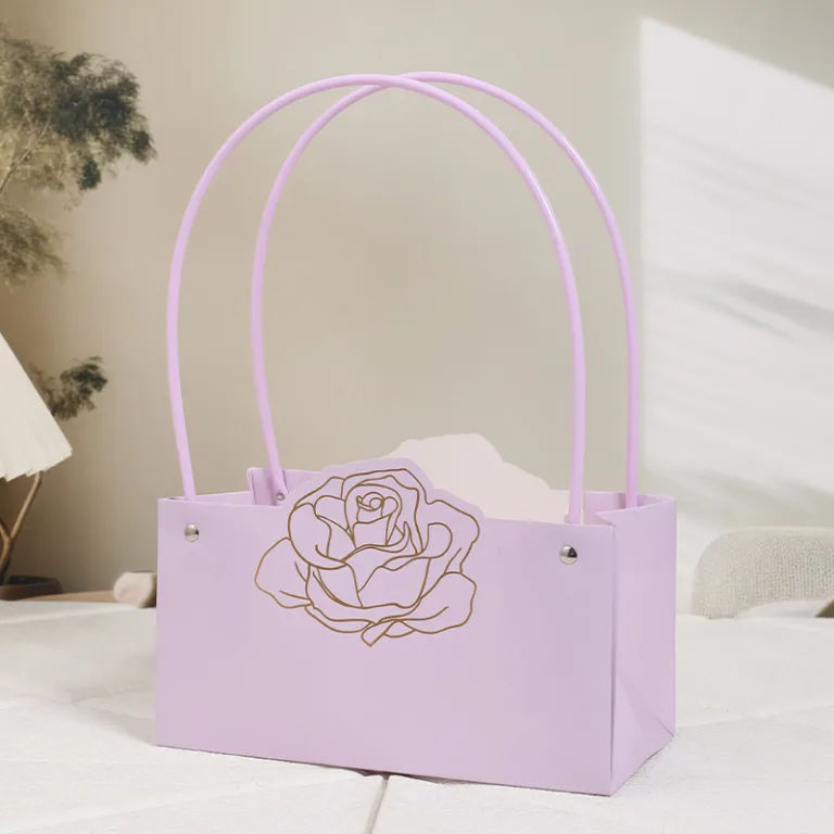 کیف دستی گل چند رنگ، کیف دستی گل برای کلاس گل‌آرایی، کاغذ بسته‌بندی ماکارون، کیف کاغذی ساده ضد آب مناسب ولنتاین