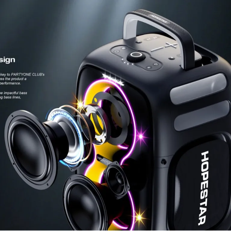 650W اسپیکر بلوتوثی بی‌سیم قابل حمل HOPESTAR PARTYONE CLUB با دو میکروفون دستی و نور RGB