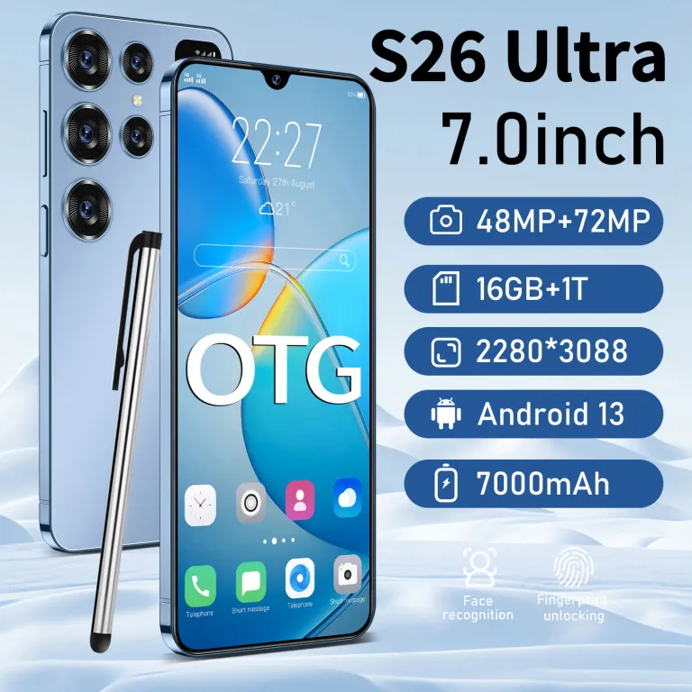 گوشی هوشمند جدید برون‌مرزی S26 Ultra 5G 7.3 اینچ صفحه‌نمایش بزرگ 16+1TB حافظه تولیدکننده اصلی عمده‌فروشی