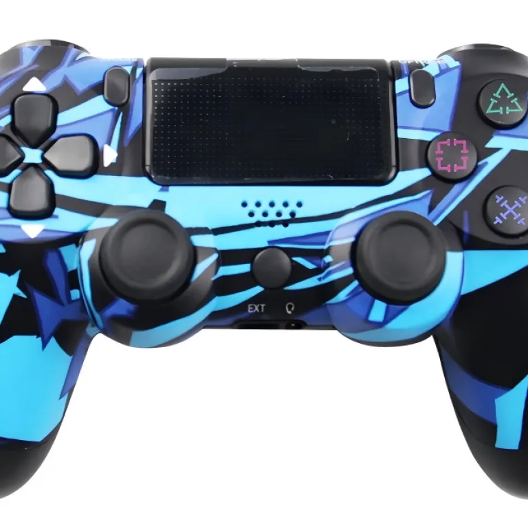 دسته بازی بی‌سیم بلوتوثی ps4 با دو موتور لرزشی، ژیروسکوپ شش‌محوره و لرزش کامل ps4